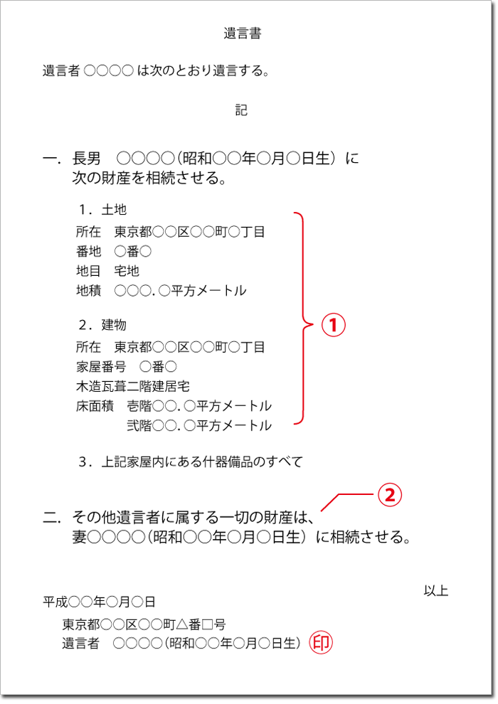 遺言書|土地や建物の場合